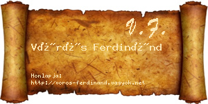 Vörös Ferdinánd névjegykártya